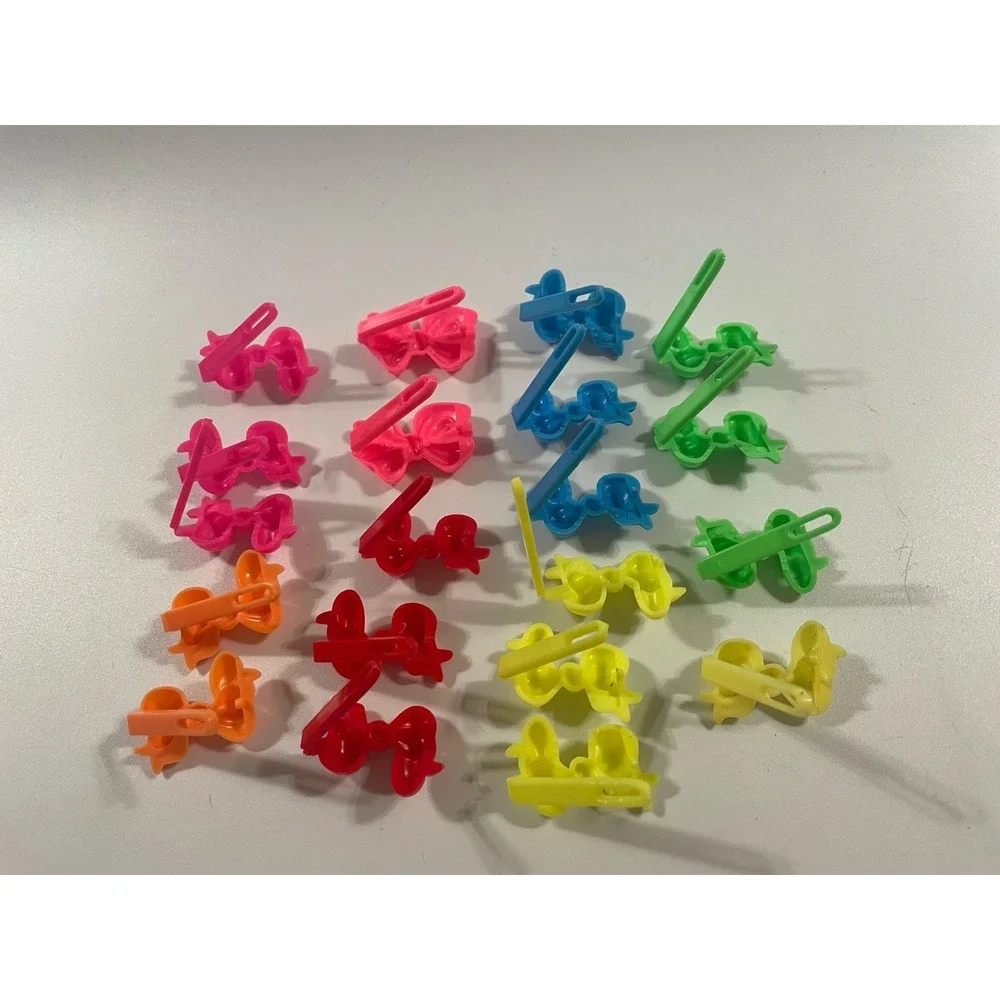 Vintage Girl's Hair Clip Bow Barette Lot Neon Bright Colors 80's 90's Y2K 2000's